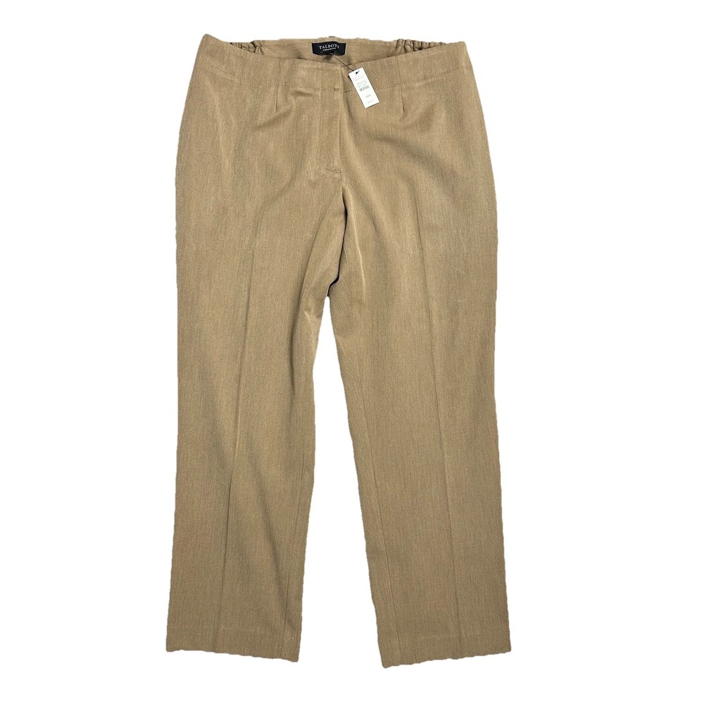 NWT Talbots Womens Khaki Pants 16 WP Pintucked Elastic Waist Business Career